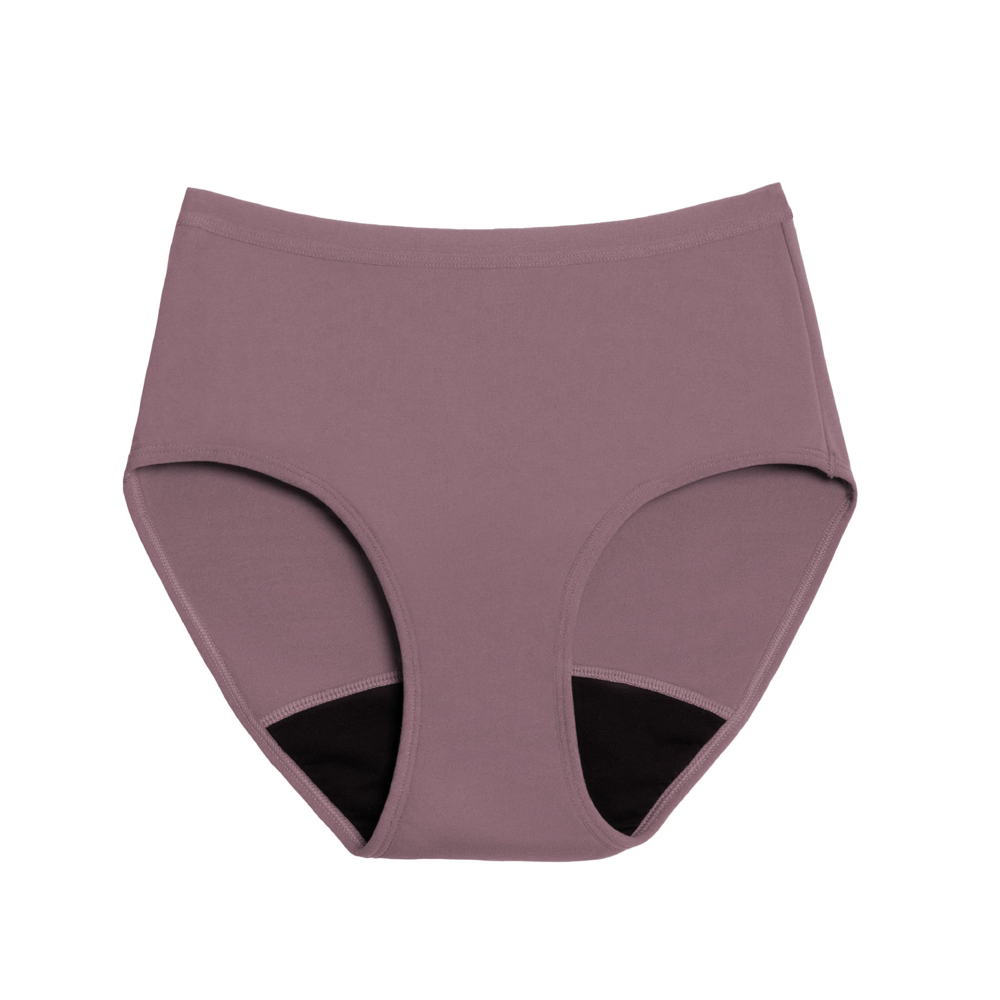 Black high-waisted microfiber period underwear for medium flows by The Period Company, shown on a white background.