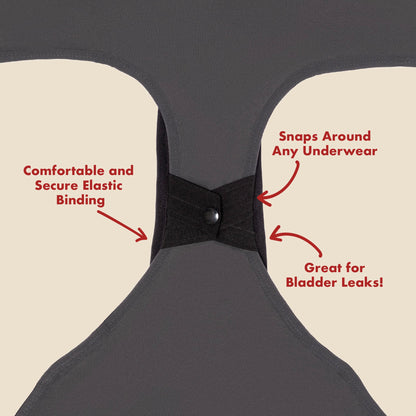 Black reusable feminine pads and protectors from The Period Company, 5-piece bundle for heavy flows, laid out on a surface.