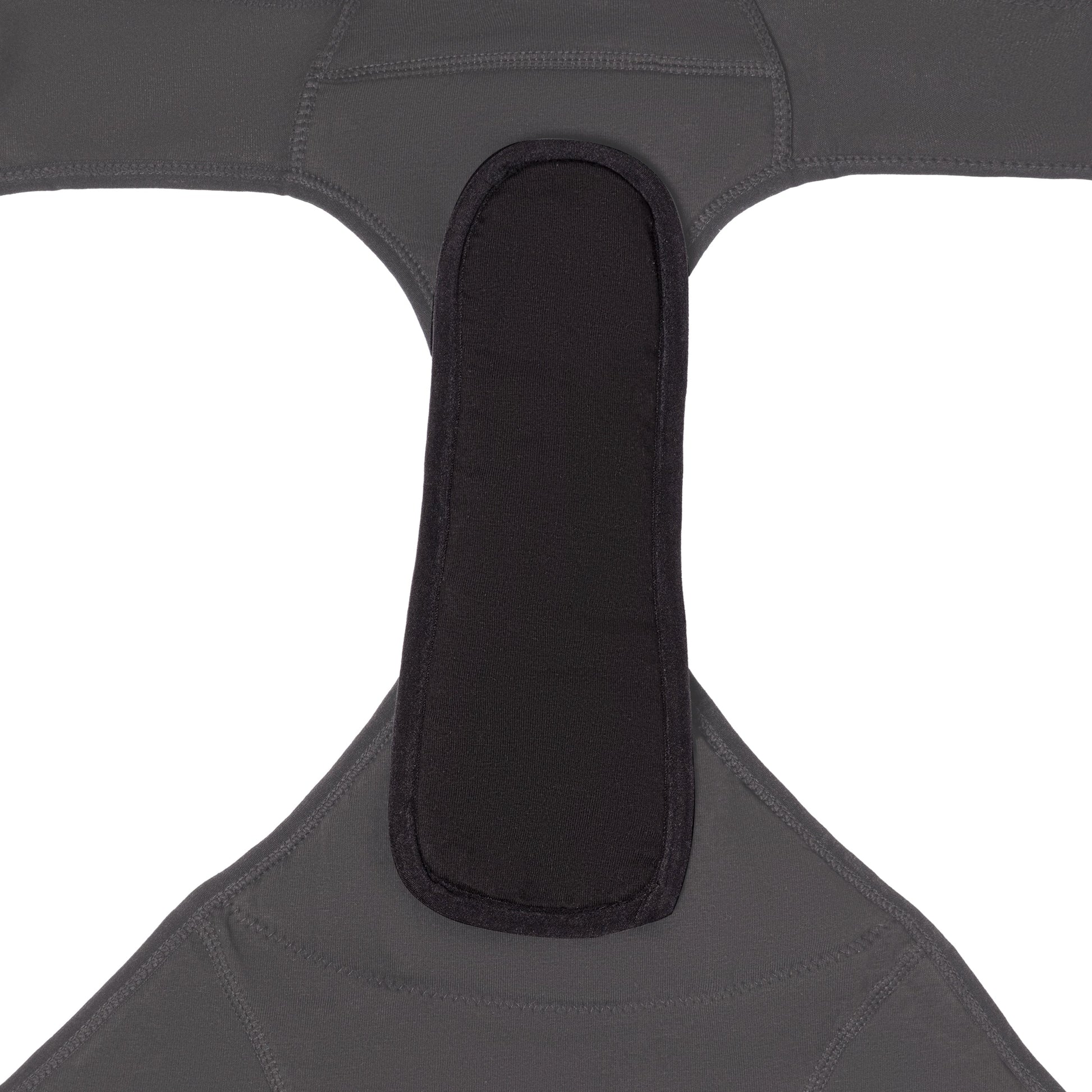 Set of five reusable pantyliners by The Period Company for medium flows, made of soft, black fabric, feminine pads and protectors.