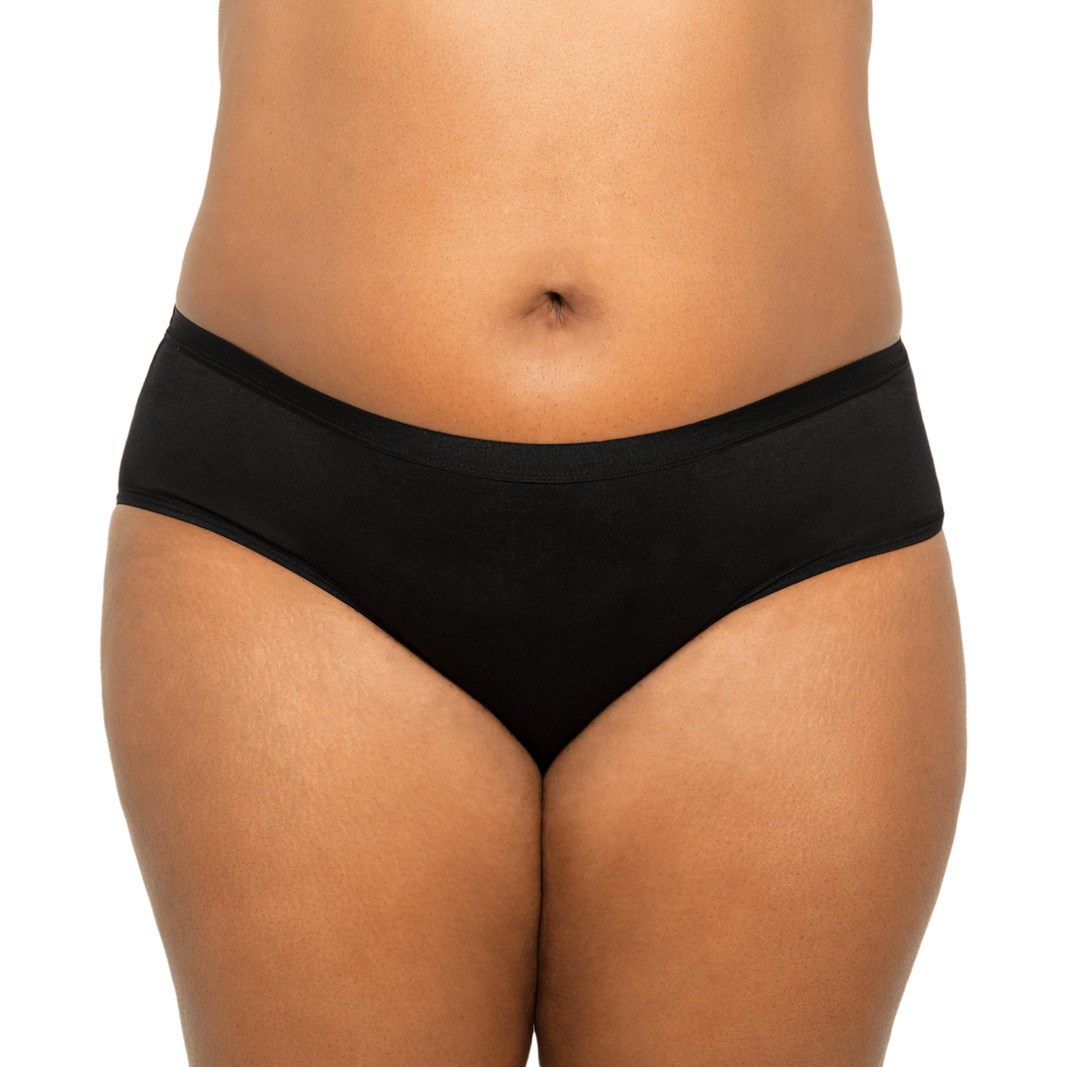 Black The Bikini period underwear by The Period Company in organic cotton, designed for heavy flows, shown on a white background.