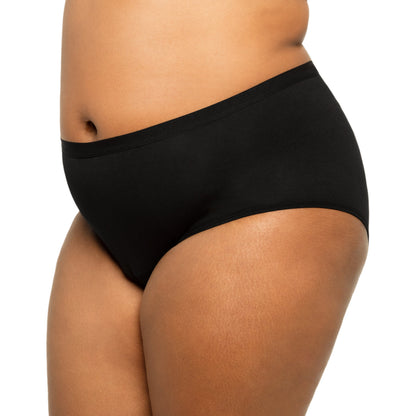 Black high-waisted period underwear by The Period Company made from organic cotton, designed for heavy flow protection.