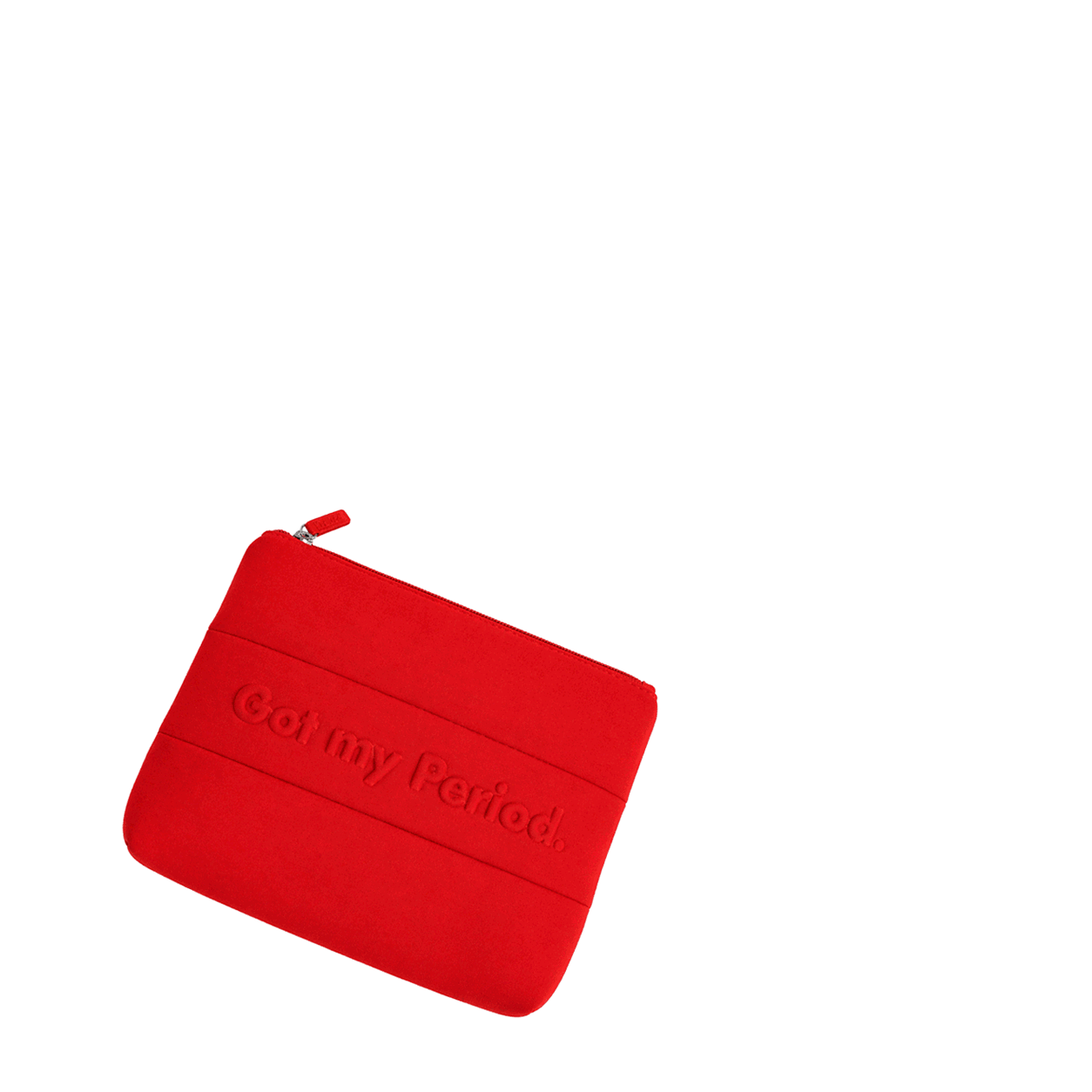 Red The Period. pouch by The Period Company, featuring a sleek design and compact size for discreet menstrual product storage.