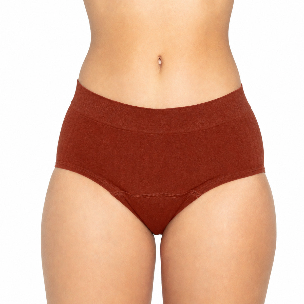 On-body view of The Bikini Period in SportyStretch™ for heavy flows by The Period Company, showcasing its sleek design and fit.