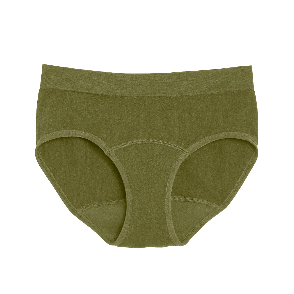 Front view of The Bikini Period swimsuit in SportyStretch™ fabric designed for heavy flows by The Period Company.