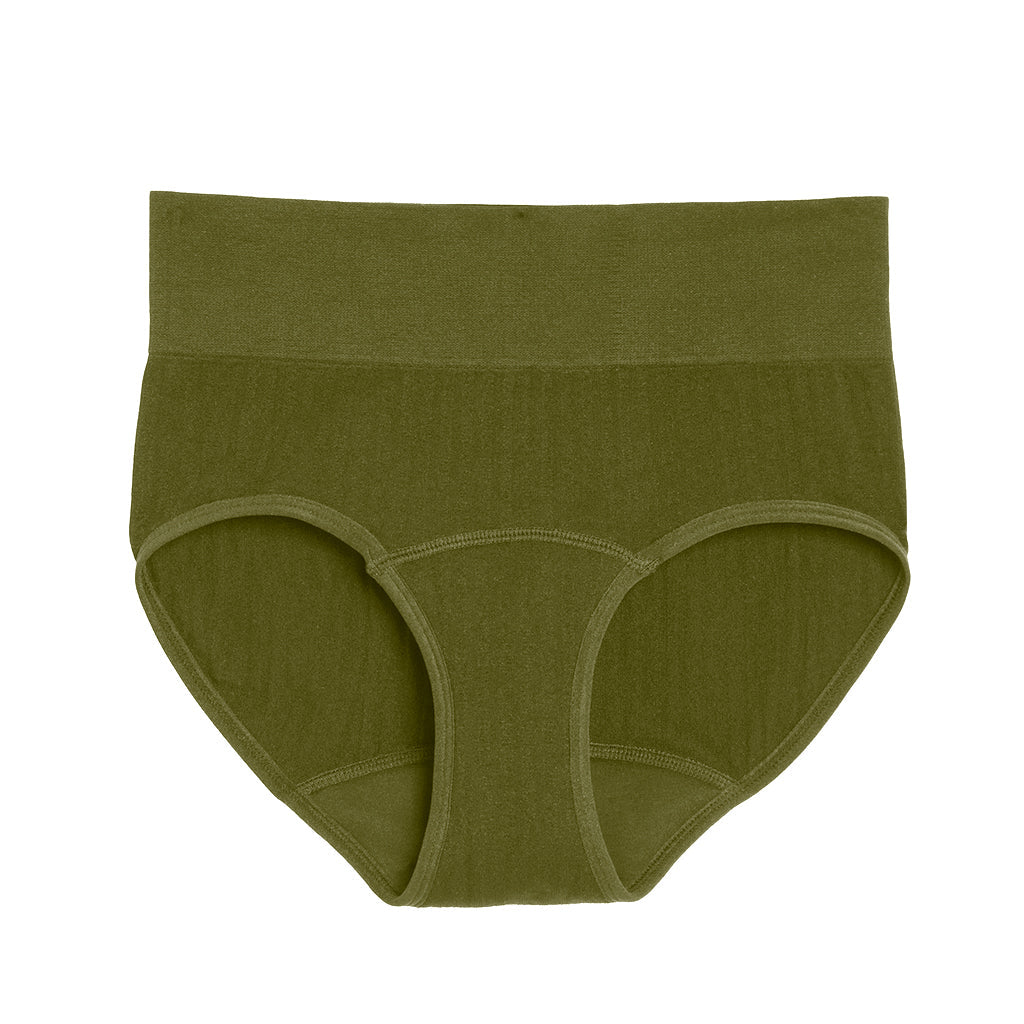 Front view of The Period Company's High Waisted SportyStretch™ period underwear designed for heavy flows.