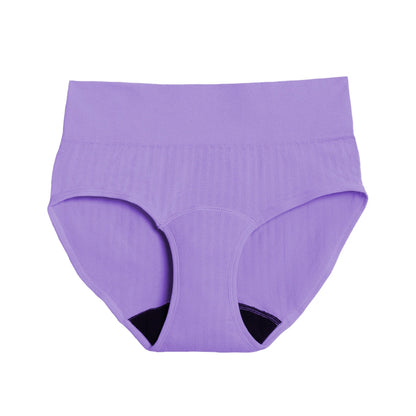 Lilac high-waisted period underwear from The Period Company in SportyStretch™ fabric, front view showing smooth waistband and fit