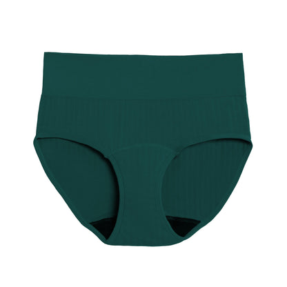 High waisted SportyStretch™ period underwear for heavy flows by The Period Company, shown in a close-up image.