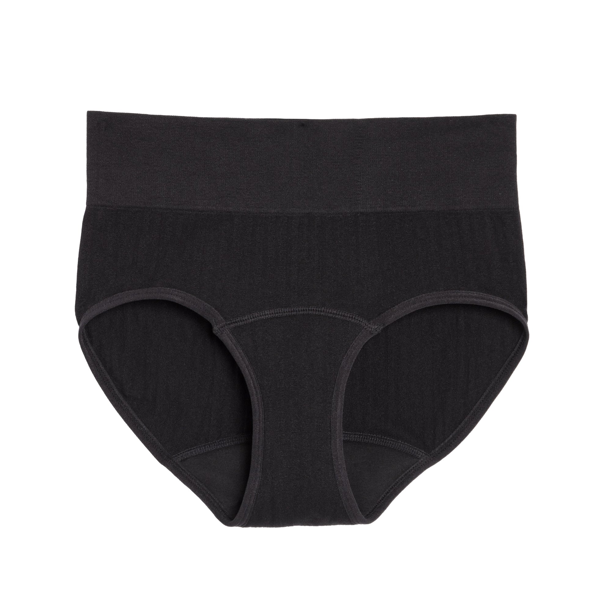 High waisted SportyStretch™ period underwear by The Period Company for heavy flows, seamless flat front design
