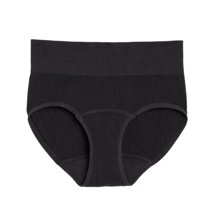 High waisted SportyStretch™ period underwear by The Period Company for heavy flows, seamless flat front design
