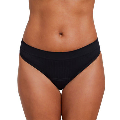 Front view of The Thong Period in SportyStretch™ for light flows by The Period Company, showing its sleek design and breathable fabric.