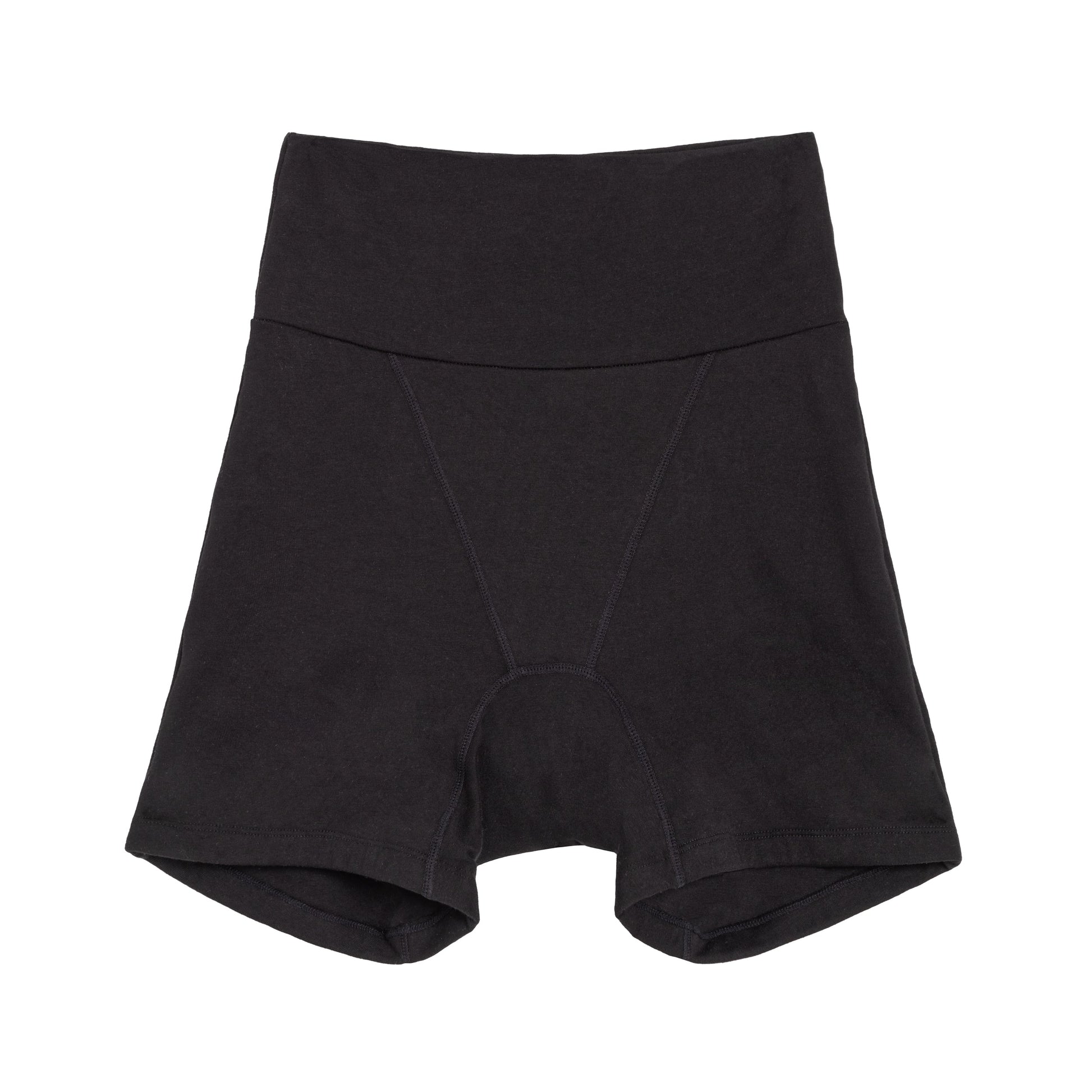 Black organic cotton underwear from The Period Company, The Sleeper Period, designed for heavy flows, shown on a white background.