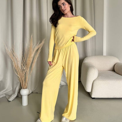 Three-Piece Cape Cardigan Set | Crop Top & Wide-Leg Pants Outfit(MS258)