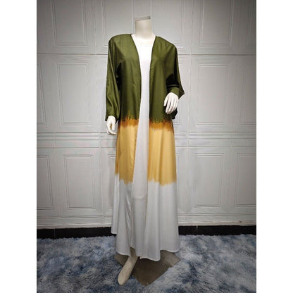 Tie-Dye Cape Cardigan Dress Abaya | Gradient Open Front Kimono Cover(MOA221)