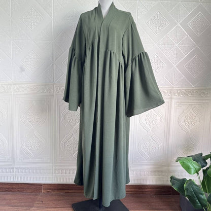 Tiered Bell Sleeve Open Abaya (MOA298)