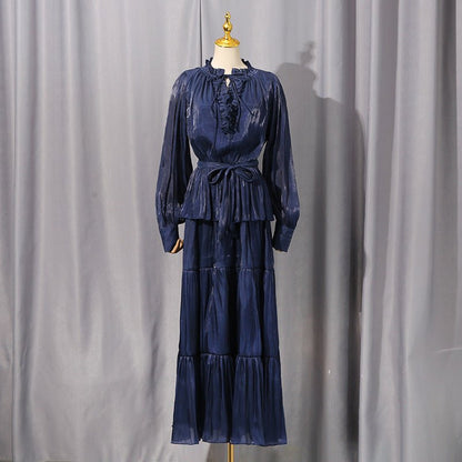Tiered Ruffle Maxi Dress with Fitted Waist(MS359)