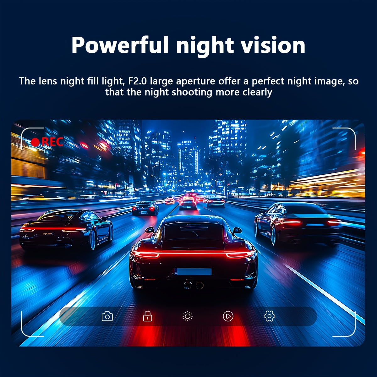 TM dash cam with 1080P night vision and G-sensor, mounted in a vehicle, capturing clear footage for security and safety.