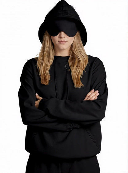 Travel Mode Eye Mask Hoodie | Oversized Pullover with Built-In Sleep Mask(MS209)