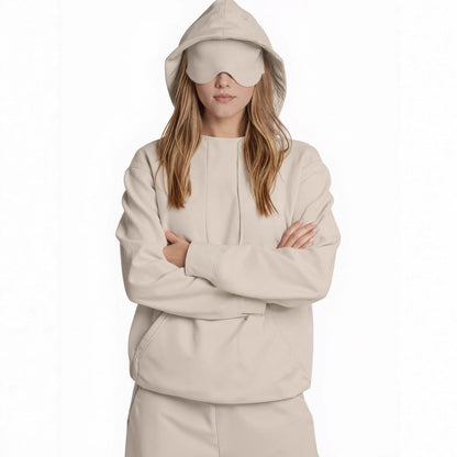 Travel Mode Eye Mask Hoodie | Oversized Pullover with Built-In Sleep Mask(MS209)