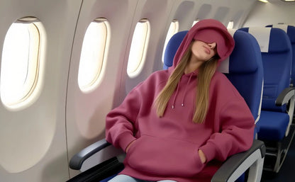 Travel Mode Eye Mask Hoodie | Oversized Pullover with Built-In Sleep Mask(MS209)