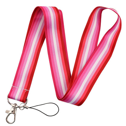 Multi-color gay mobile phone lanyard made of polyester ribbon by TrendDora, featuring vibrant, decorative design.