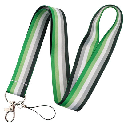Colorful TrendDora Gay Mobile Phone Lanyard made of polyester ribbon with rainbow design, perfect for carrying phones securely.