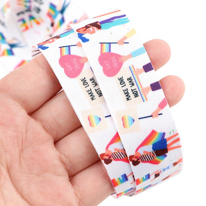 Multi-color gay-themed mobile phone lanyard made of polyester ribbon by TrendDora, featuring vibrant, decorative design.