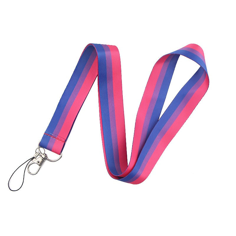 Multi-color Gay Mobile Phone Lanyard made of polyester ribbon by TrendDora, featuring vibrant, decorative design.