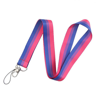 Multi-color Gay Mobile Phone Lanyard made of polyester ribbon by TrendDora, featuring vibrant, decorative design.