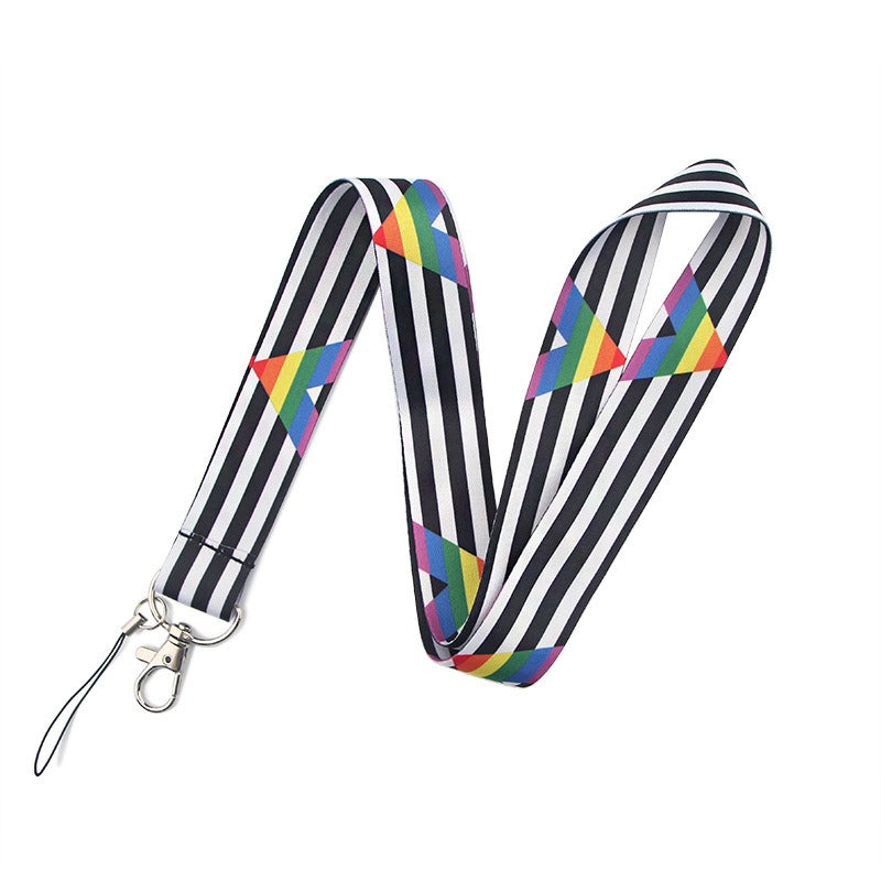 Multi-color gay mobile phone lanyard by TrendDora made of polyester ribbon, designed for easy phone carrying and style.