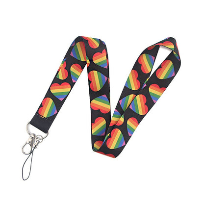 Multi-color Gay Mobile Phone Lanyard by TrendDora made of polyester ribbon, featuring a vibrant, decorative design for easy phone carrying.