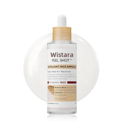 TrendDora Rice Moisturizing Exfoliating Liquid in a clear bottle with a pump, showcasing its light, milky texture.