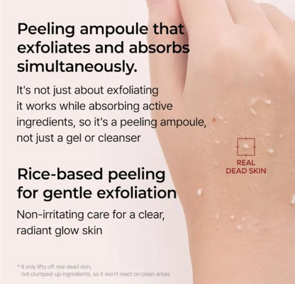 TrendDora Rice Moisturizing Exfoliating Liquid in a clear bottle with a white cap, showing the product label and liquid inside.
