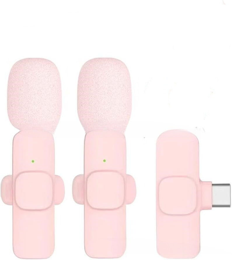 TrendDora K1K9 wireless noise reduction microphone with pink wheat flat fruit design, ideal for clear audio recording.