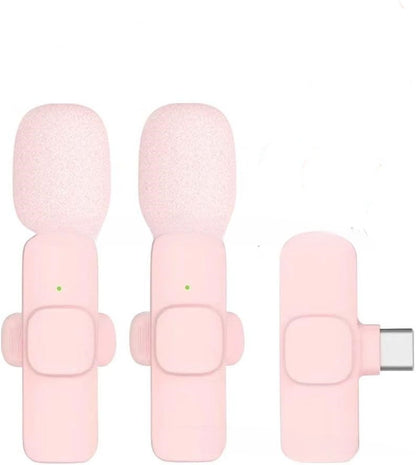 TrendDora K1K9 wireless noise reduction microphone with pink wheat flat fruit design, ideal for clear audio recording.