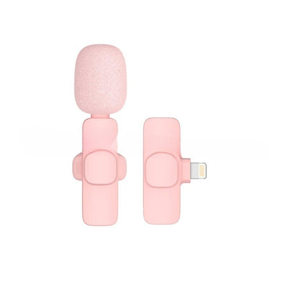 Pink TrendDora K1K9 wireless noise reduction microphone with double wheat flat fruit design, suitable for professional audio use.