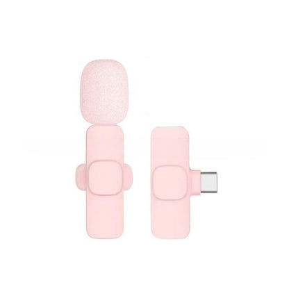 TrendDora K1K9 wireless noise reduction microphone with pink wheat flat fruit design, shown on a clean background.