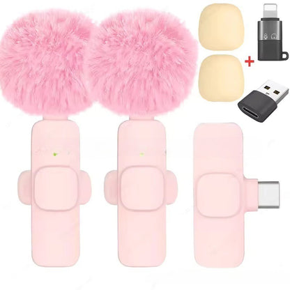 TrendDora K1K9 wireless noise reduction microphone with pink wheat flat fruit design for clear audio performance