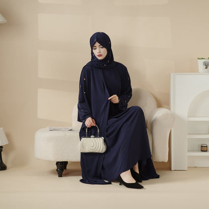 Tulip Embroidery Open Abaya 4-Piece Set (MOA051)