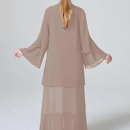 Two Layers Chiffon Girls Open Abaya Kid Abaya(MKG007)