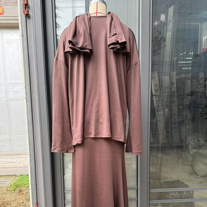 Two-Piece Modest Set with Attached Hijab (MS381)