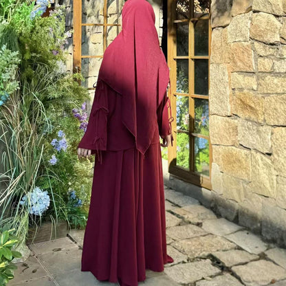 Two-Piece Tunic & Maxi Skirt Set with Pockets (MS379)