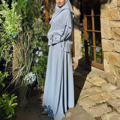 Two-Piece Tunic & Maxi Skirt Set with Pockets (MS379)