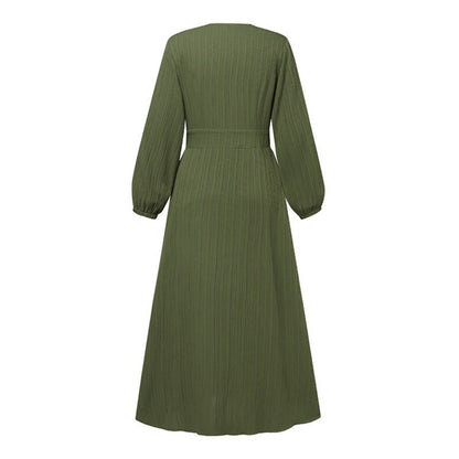 Vintage Button-Front Abaya Dress | Long Sleeve Modest Robe (MA256)