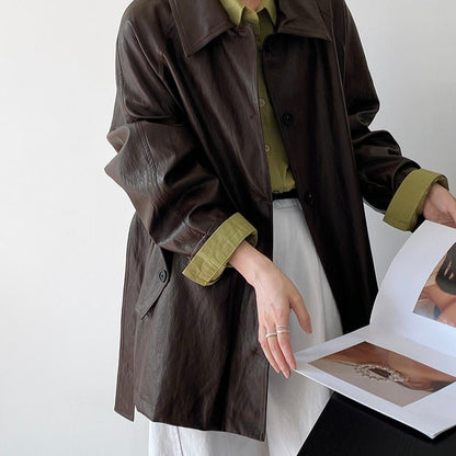 Vintage Faux Leather Jacket (MS149)