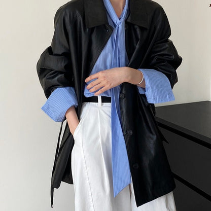 Vintage Faux Leather Jacket (MS149)
