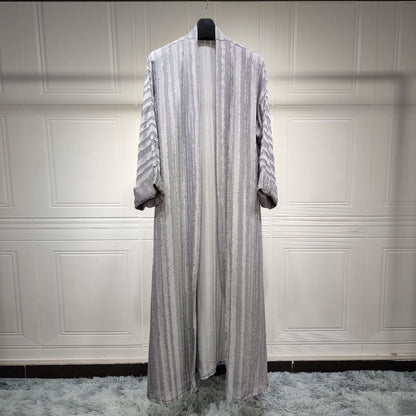 Vintage Knitted Cardigan Abaya | Modest Longline Open Front Jacket for Women (MOA217)