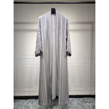 Vintage Knitted Cardigan Abaya | Modest Longline Open Front Jacket for Women (MOA217)
