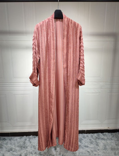Vintage Knitted Cardigan Abaya | Modest Longline Open Front Jacket for Women (MOA217)