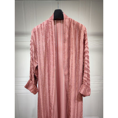 Vintage Knitted Cardigan Abaya | Modest Longline Open Front Jacket for Women (MOA217)