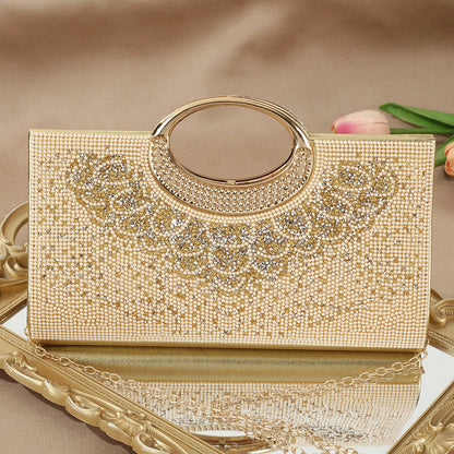 Vintage Large Circular Handle Rhinestone Sparkly Clutch Bag(MAC430)